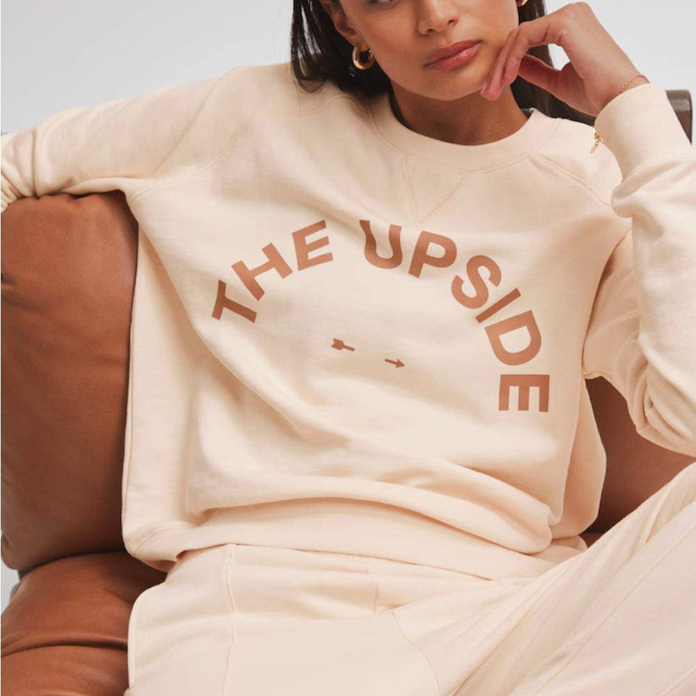 The Upside | Baja Newport Relaxed Cotton Crew Neck Sweatshirt in Cream